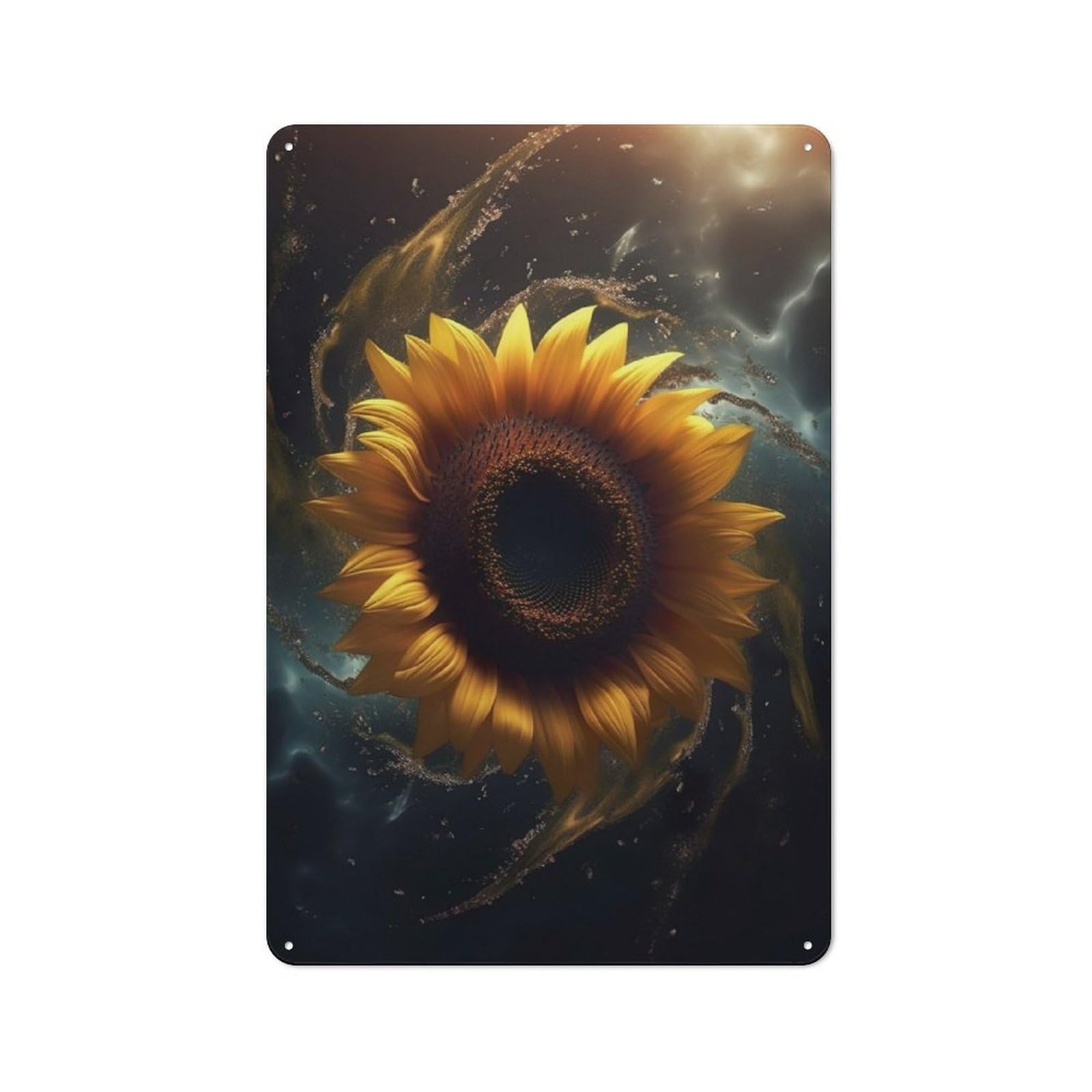 Junmoney Sunflower Blackhole Space For Lounge Or Reading Corner, Rustic Tin Sign 30X20cm, For An Autumn Update To Lounge And Reading Corner