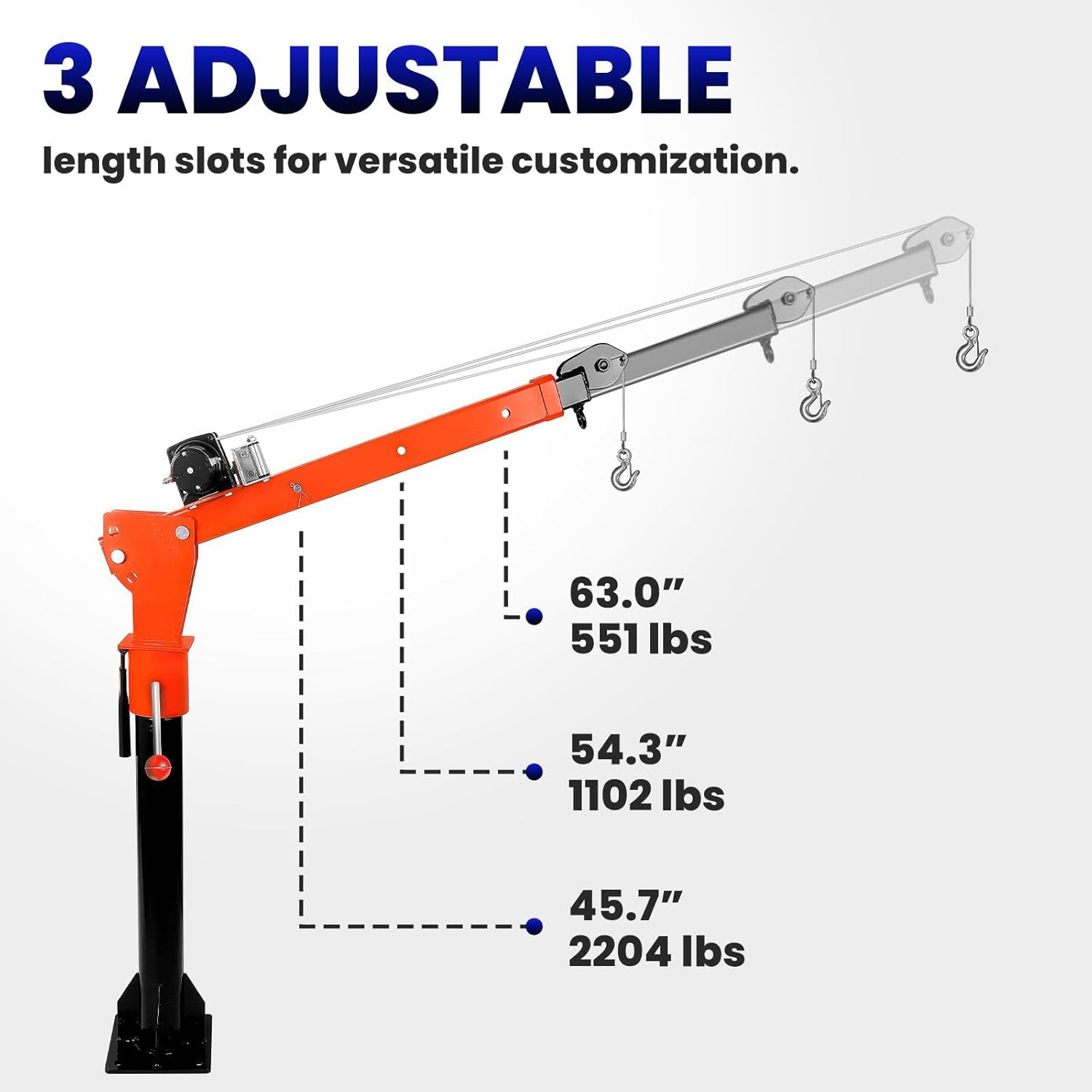 Heavy Duty Hitch Crane, Truck Crane with 5000LBS Winch, 360° Truck Bed Crane, Pickup Truck Crane for Pickup Mounting - Construction, Farming, Industrial Lifting Solution