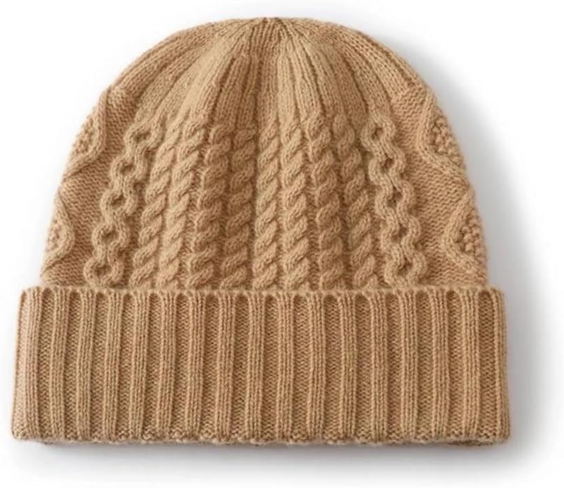 Solid Wool Hat Men's and Women's Thickened All-Matching Twisted Knit Warm Beanie