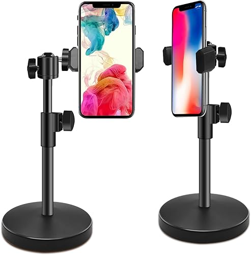 Soporte para teléfono, soporte ajustable para teléfono celular para escritorio, soporte angular para grabar con clip de teléfono, compatible con