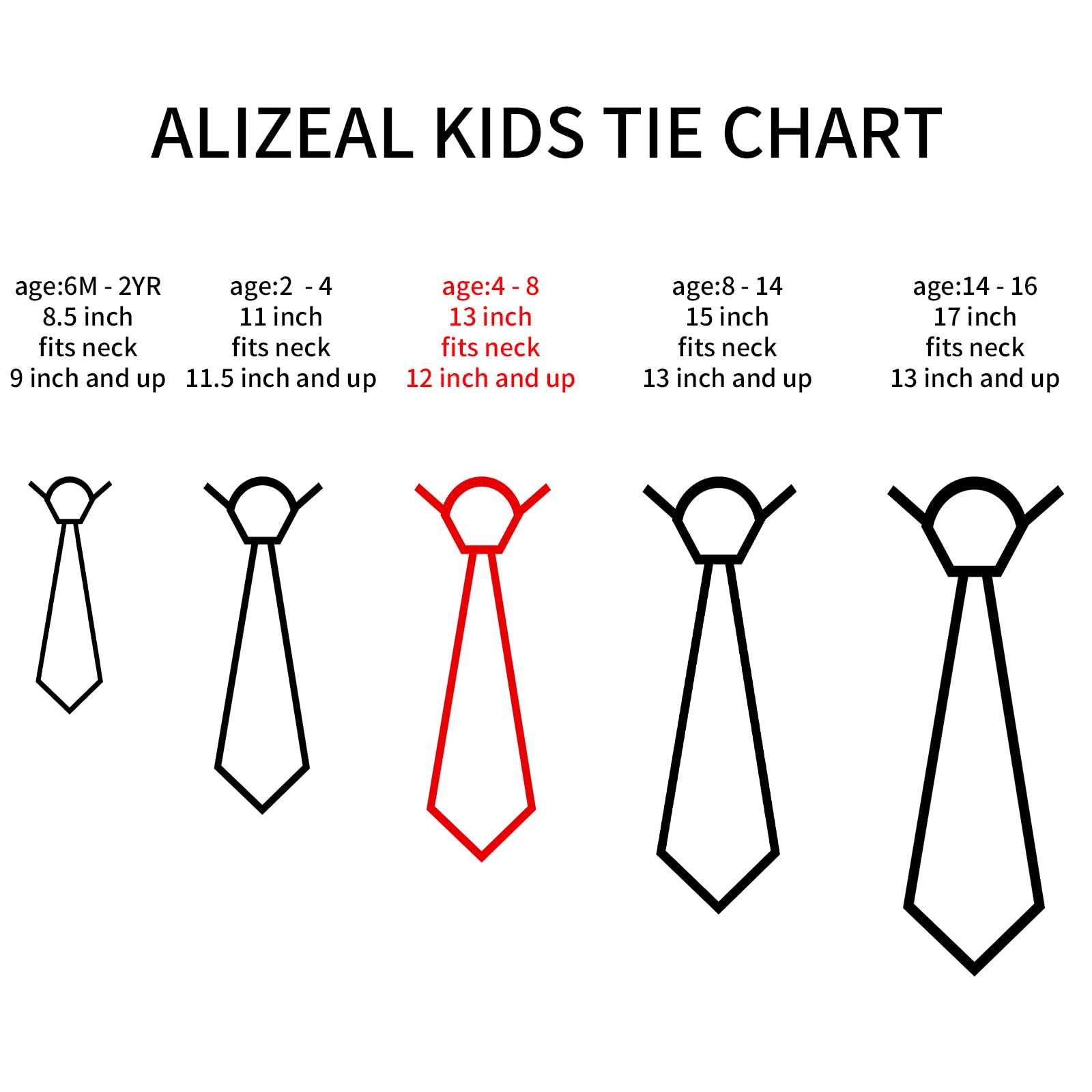 Alizeal Corbata Pre-atada con Goma Elástica,Ancho de 6cm, Color Sólido
