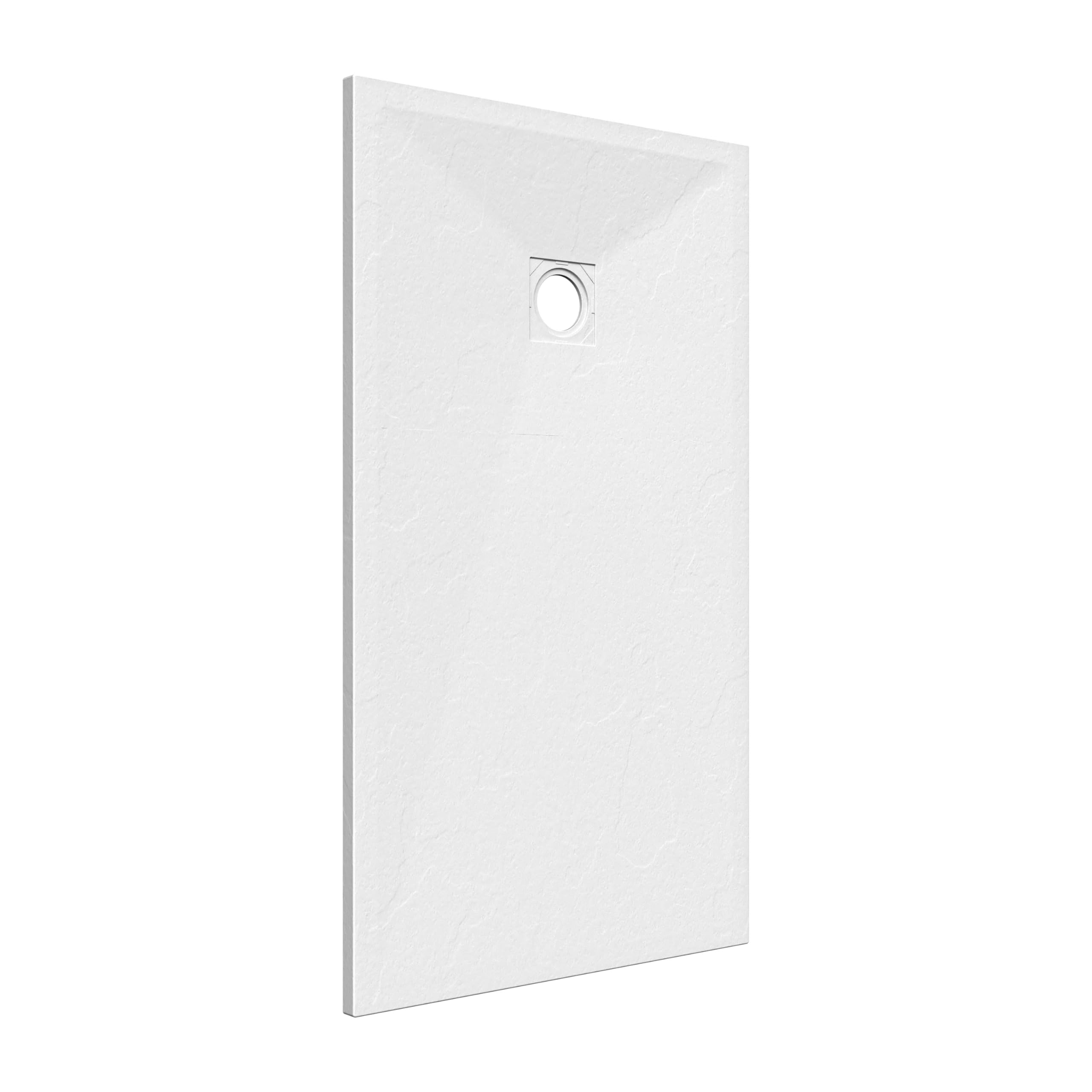 Piatto Doccia in Marmoresina Bianco Antiscivolo Effetto Pietra con Griglia Copripiletta h3cm (Bianco, 90x170)