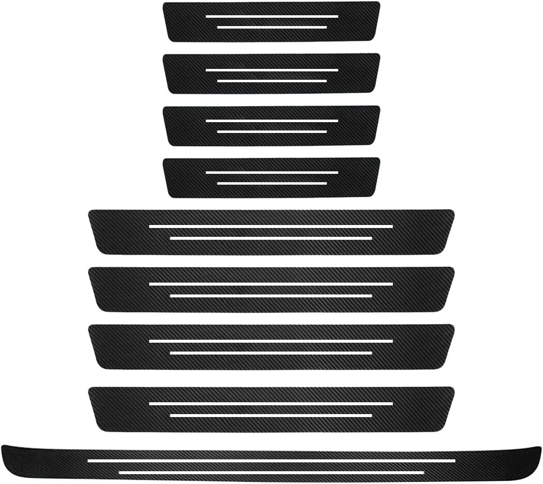 Changjizuimei Normal Carbon Fiber Door Sill Protector For Acura Ilx 2012-2022, 9-Piece Car Door Guard Scuff Plate Automotive Entry Step Trim Cover Accessories