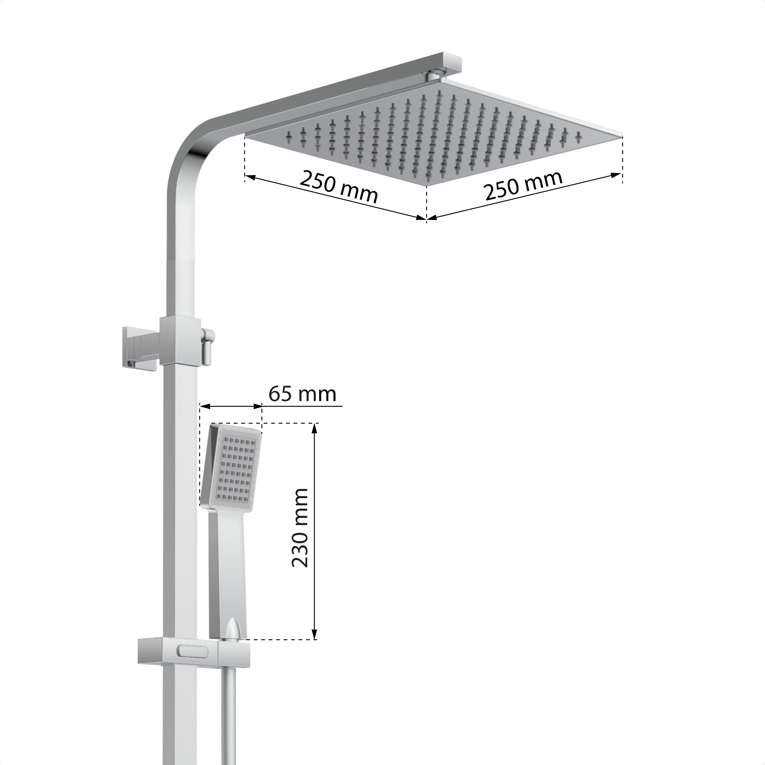 EISL DX1104CST Calvino-Sistema, Set Completo con doccetta Pioggia con Staffa a Parete e termostato, Colonna Doccia, Finitura cromata