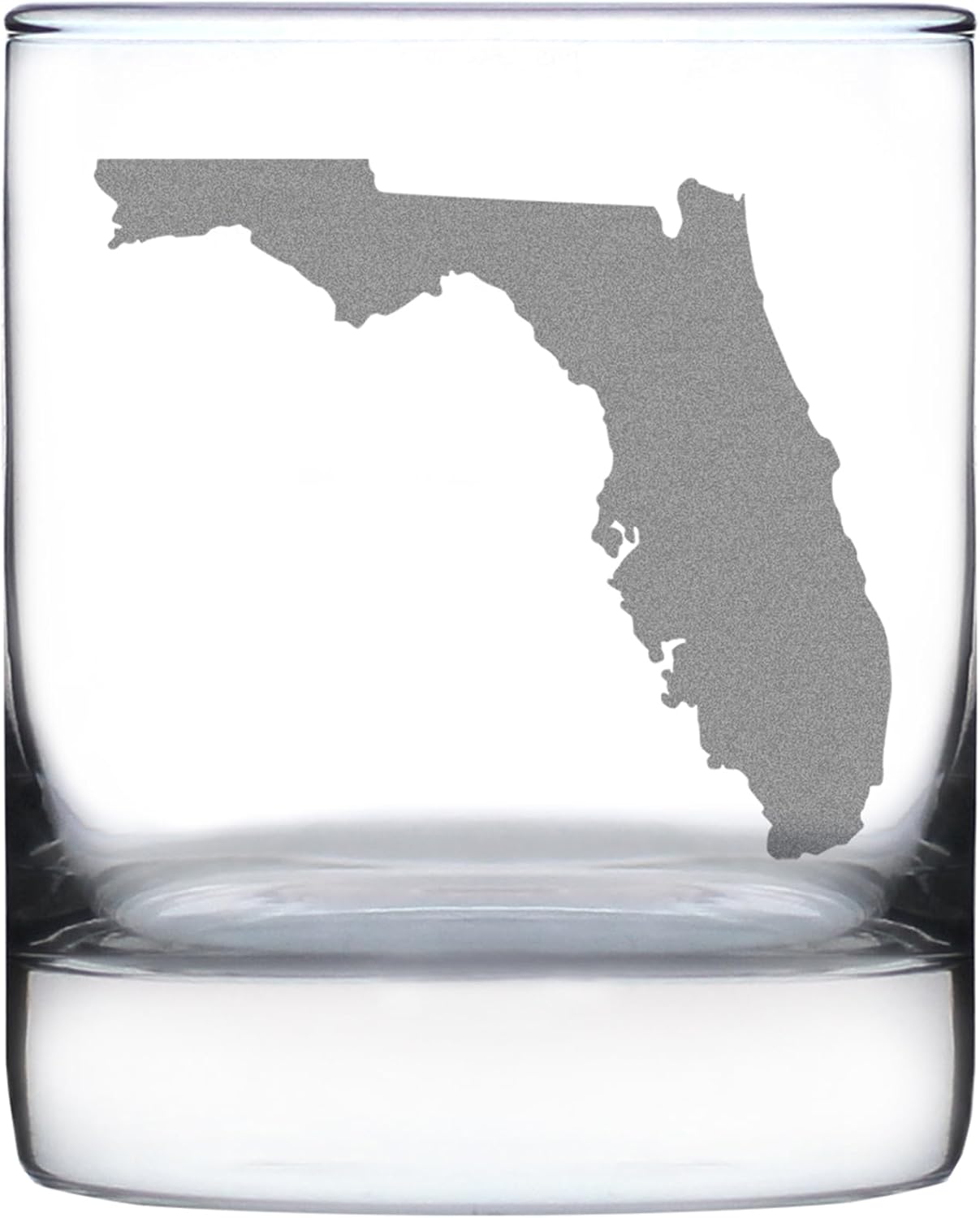 Bevvee Florida State Outline Whiskey Rocks Glass - State Themed Drinking Decor and Gifts for Floridian Women & Men - 10.25 Oz Whisky Tumbler Glasses