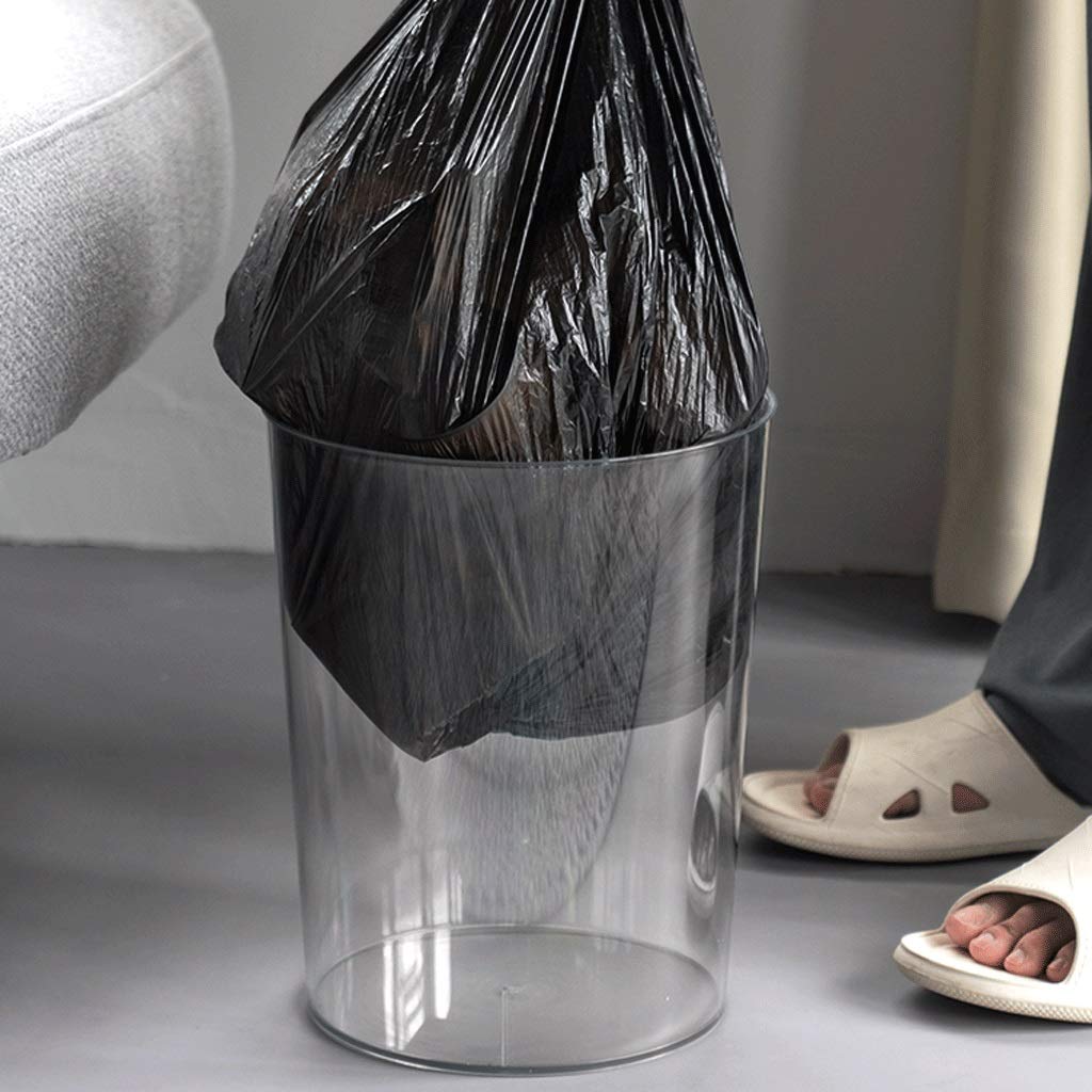 Trash Can 12L/3.1Gal Transparent Plastic Trash Can Thickened Fall Resistant Without Lid Rubbish Bin for Indoor Recycling Waste Basket