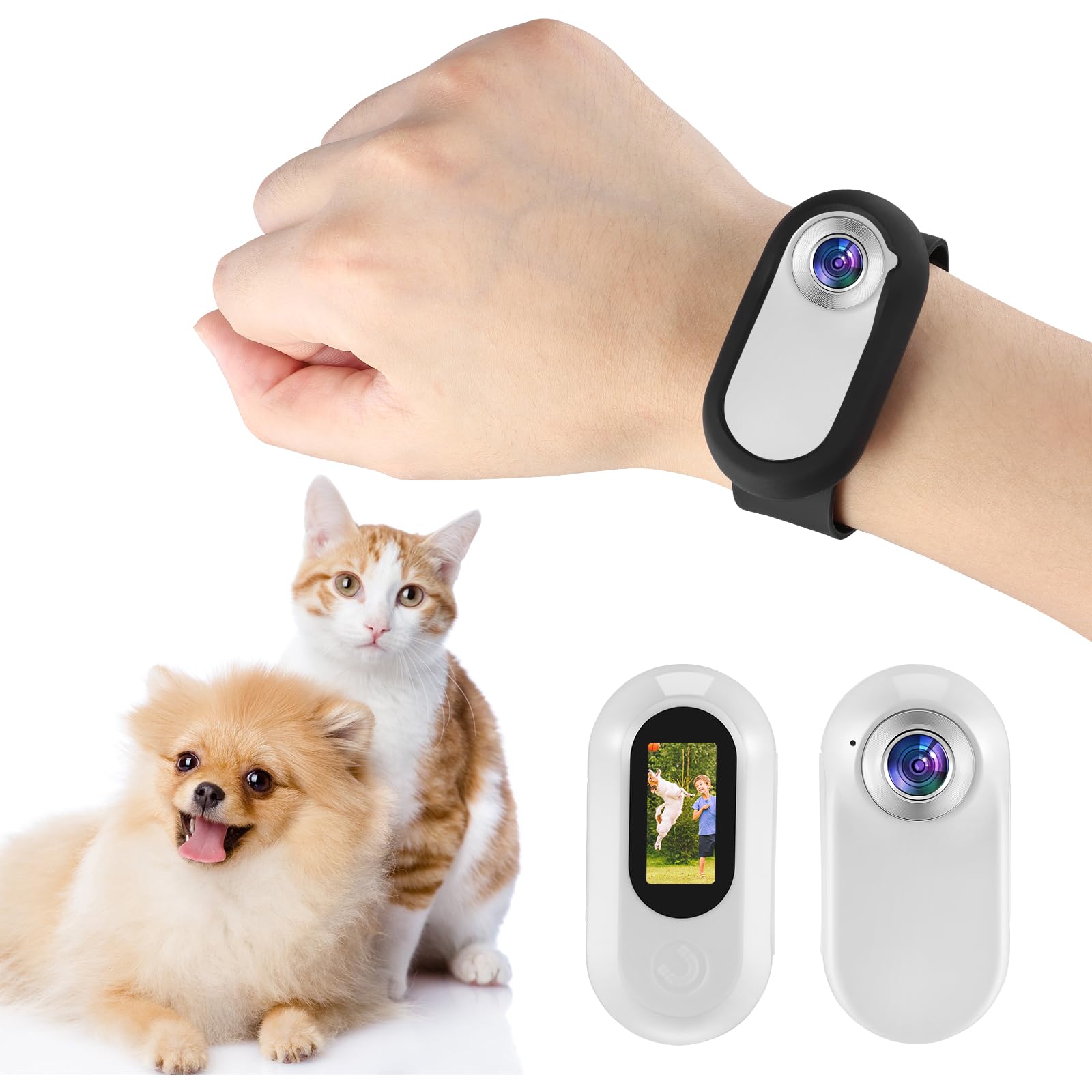 1080P HD - Collar para cámara de gatos, con gran angular de 170° y tarjeta SD de 32 GB, mini cámara de acción deportiva, cámara de gato para grabación de vídeo y fotos, cámara de animales para gatos