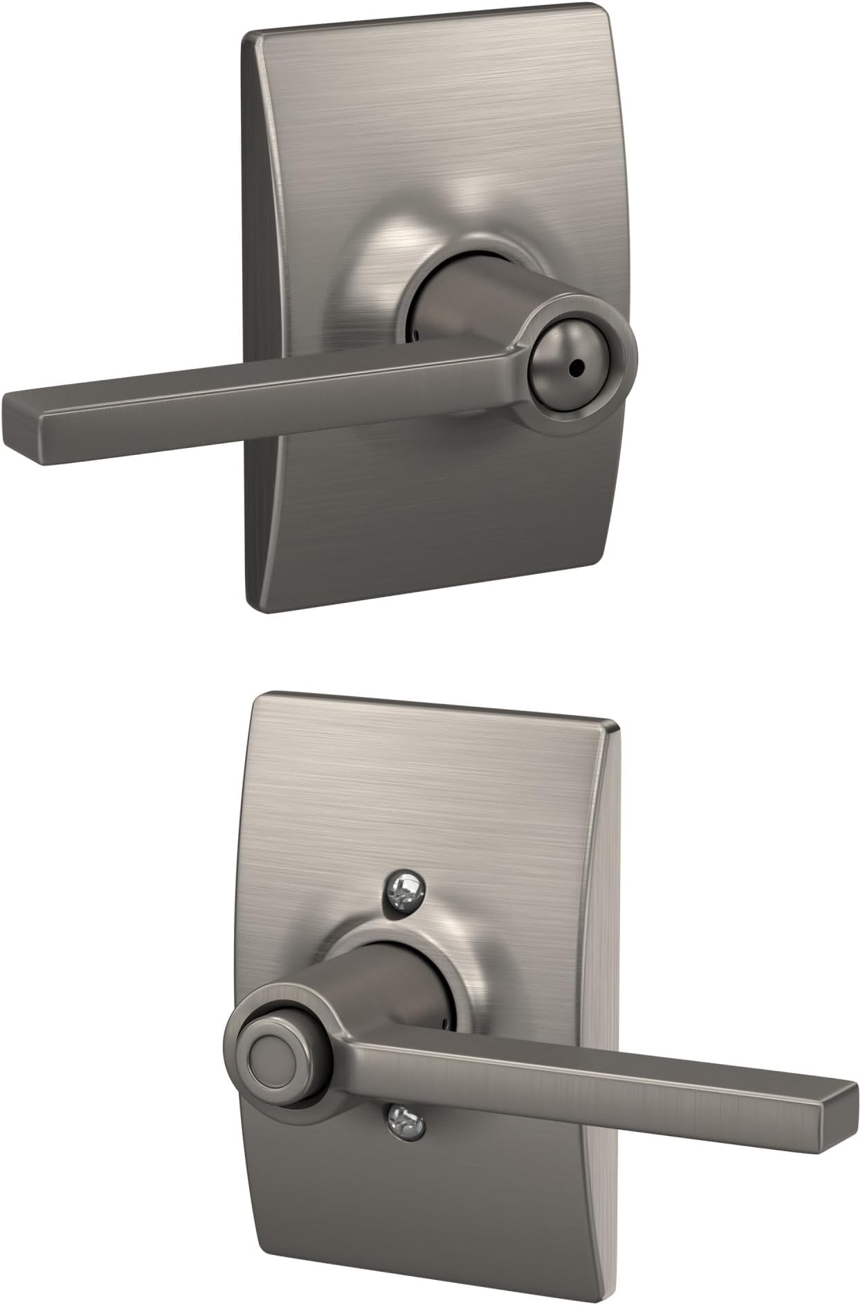 F40 LAT 619 CEN Latitude Door Lever with Century Trim, Bed & Bath Privacy Lock, Satin Nickel