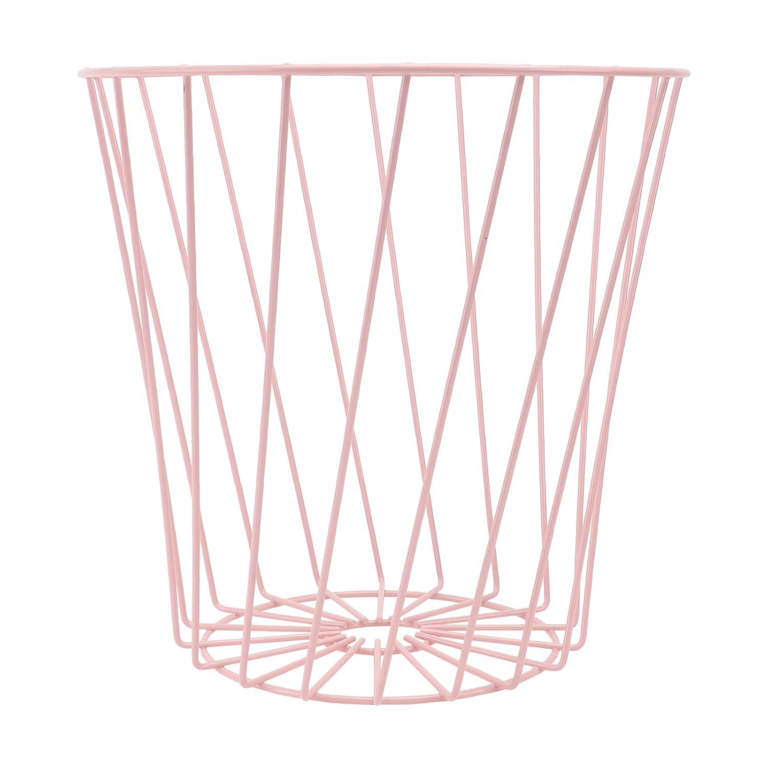 Cabilock Metal Waste Garbage Bin Uncovered High Capacity Metal Bucket Hollow Out Design for Office Paper Storage and Trash Organization, Suitable for Home and Workspace Use, Pink