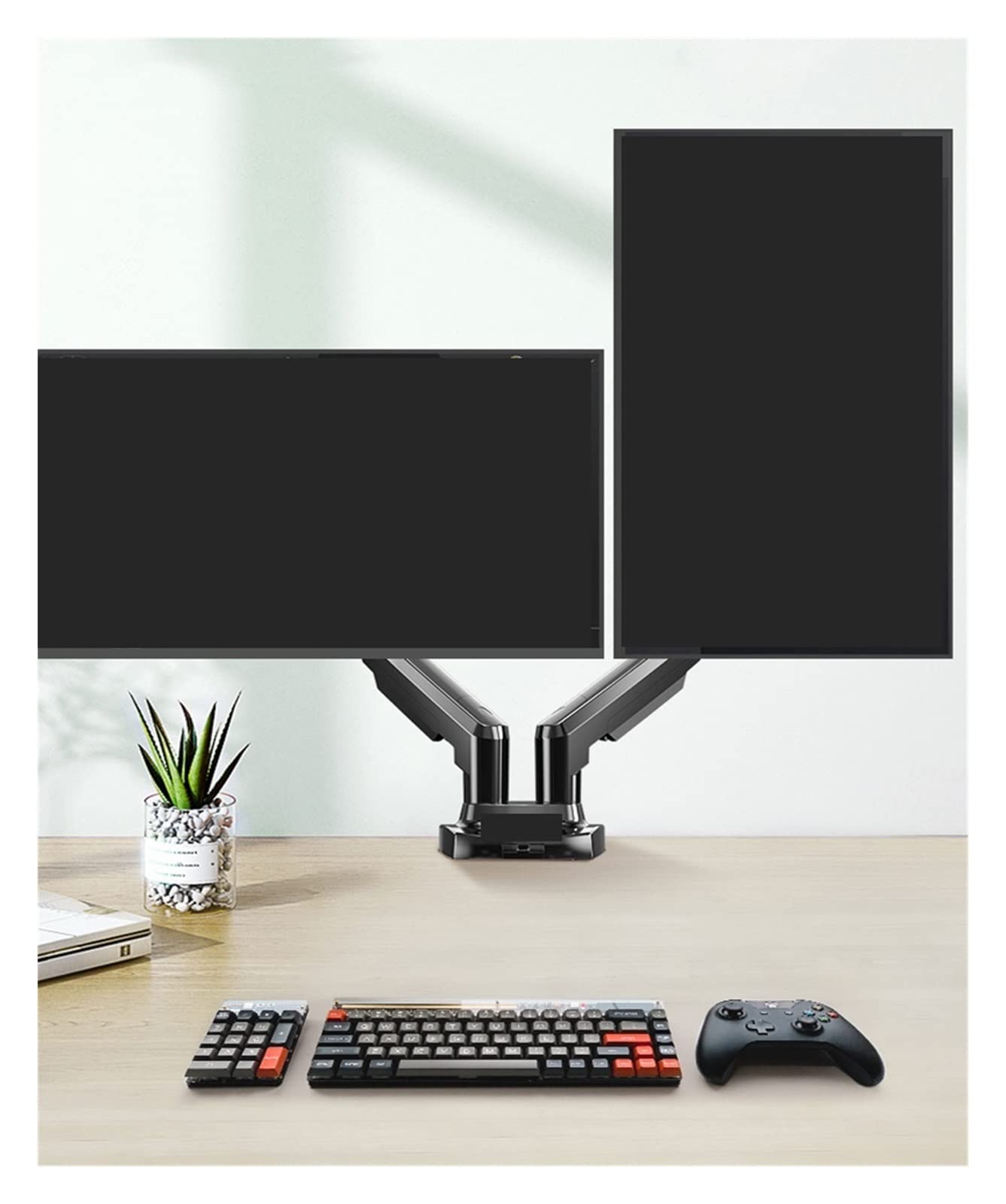 Brazo para Monitor F160 con Resorte De Gas, Rotación De 360 Grados, para Escritorio, Soporte Doble para Monitores De 17" A 27", con USB 3.0, Soporta Cargas De 2 A 9 Kg Ca,con Un Usb3.0-1