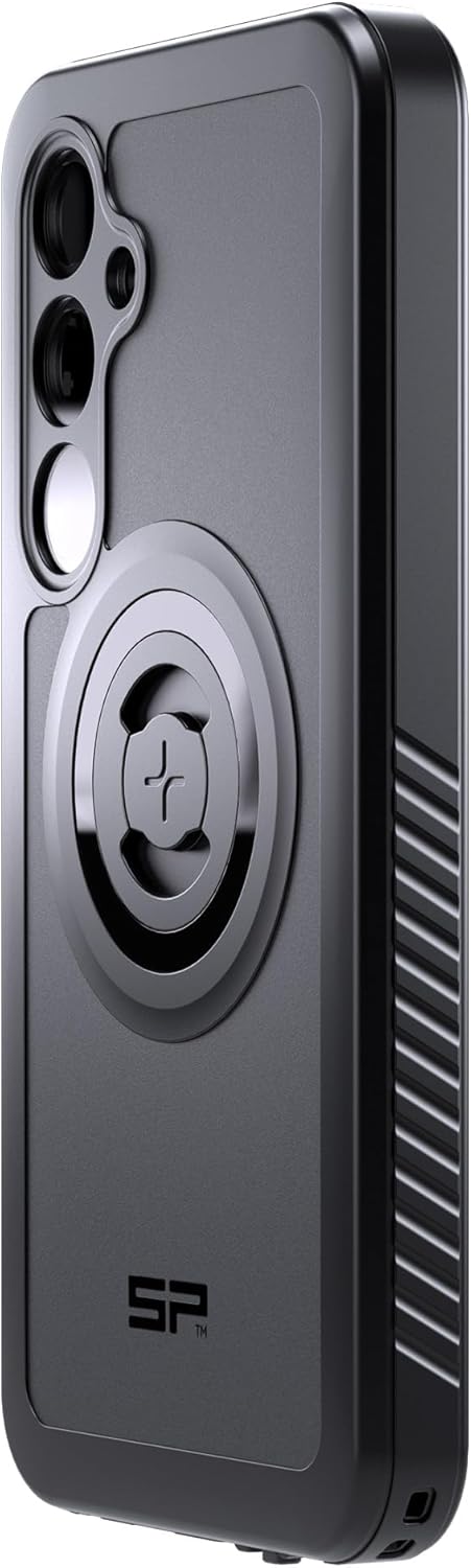 ด้านข้าง view of the SP CONNECT Phone Case Xtreme, showing the power and volume buttons and textured grip.