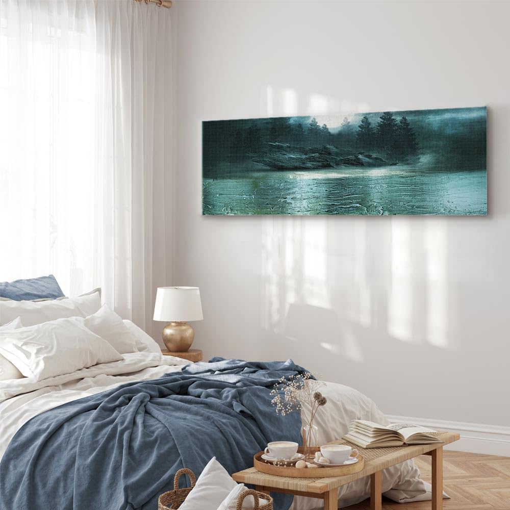 artgeist Acoustic Canvas Wall Art Print Forest Landscape 47x16 in - 1pcs Picture with Acoustic Foam Sound Print Artwork Room Acoustics Soundproofing Tree Nature Moon Abstract c-C-0467-b-d