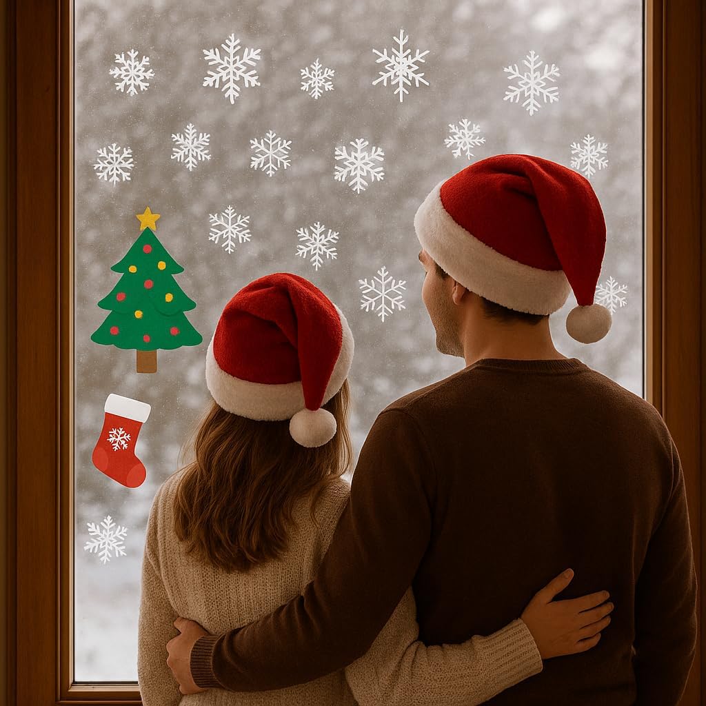 Meafeng 9 Sheets 321PCS Snowflake Window Clings Christmas Winter Home Decor image 4