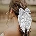 Glitter Hair Bows Big Hair Bow Clips for Girls Women Sequin Bow Hair Clip French Barrette Hair Bows Sparkly Hair Accessories for Women Silver Glitter Hair Bow Alligator Clips