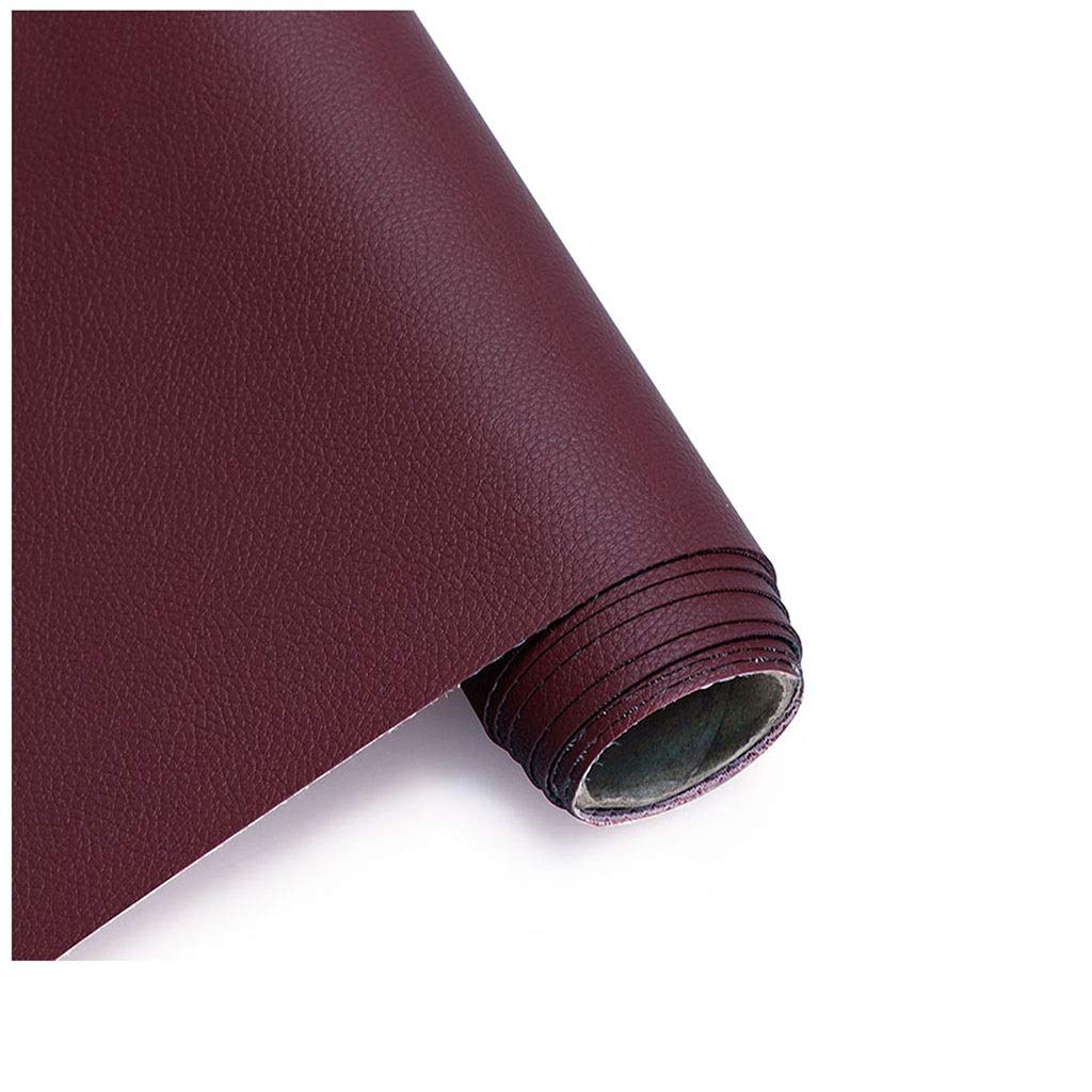 Tissu en cuir vinyle aspect mat rouge foncé pour vêtements et maroquinerie fine - 8