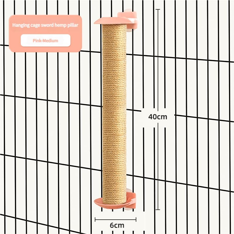 Rascador para gatos de sisal natural con textura de cuerda, colgante, rosa mediano miniatura 2