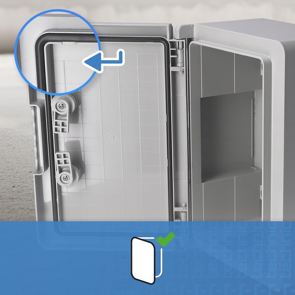 EDO Quadro Elettrico da Parete 300x400x220 mm IP65 Grigio - Scatola di Distribuzione in ABS con Piastra di Montaggio Zincata - Armadietto per Impianti Elettrici da Esterno e Interno