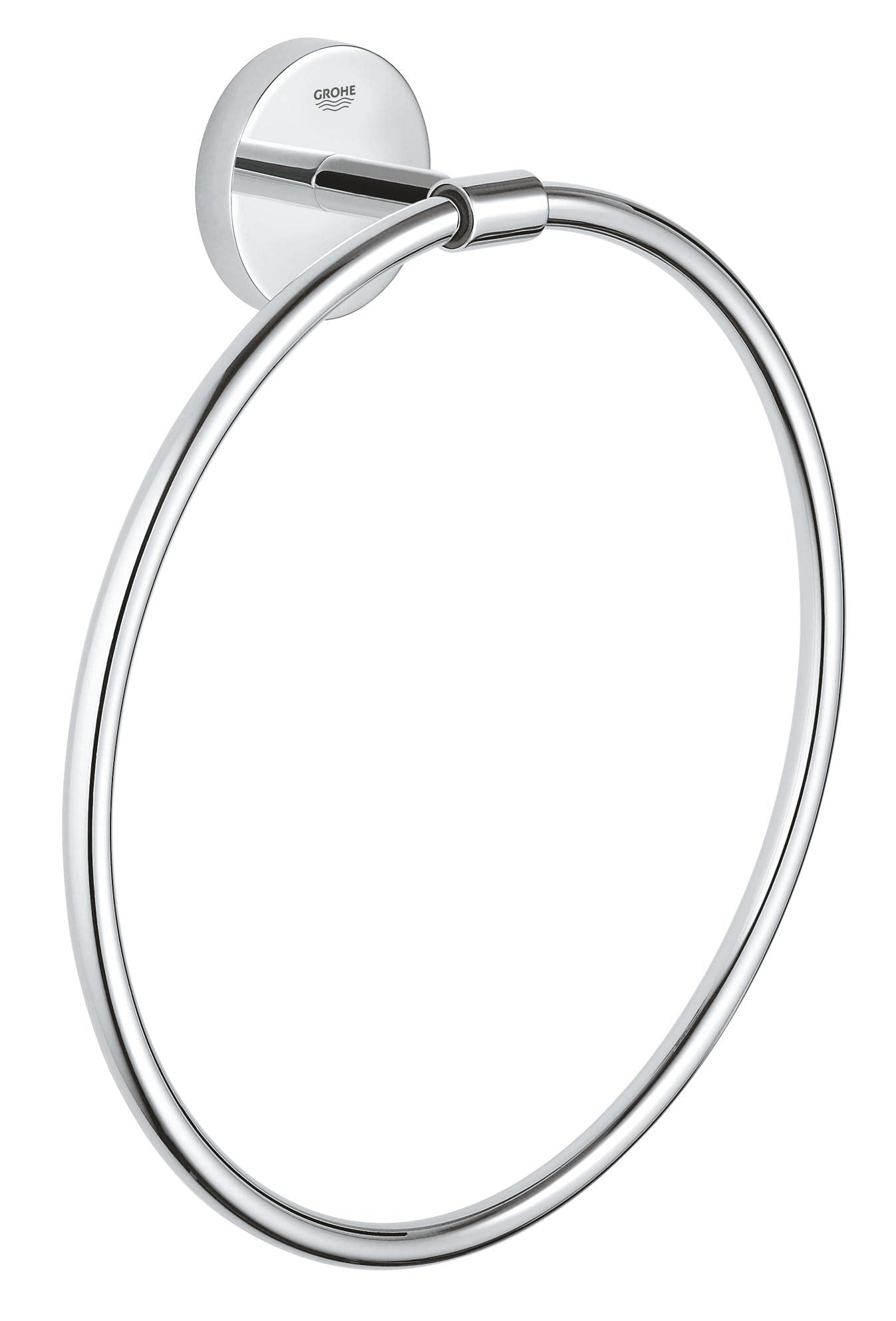 Grohe Chrome Start Cosmopolitan Quickfix Towel Ring (Metal, Concealed Fastening, Including Screws And Dowels, Extra Easy To Fit With Quickglue), Size 222 Mm, 41167000