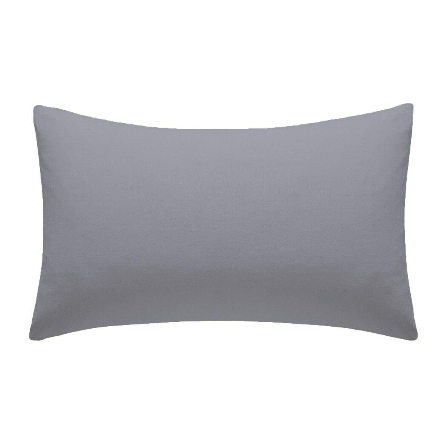 HOMES-LINEN Pillowcase Pack of 2 Housewife Luxury Percale Pillowcase 50x75cm 100% Polycotton Plain Dyed Pillow Cases (Silver)