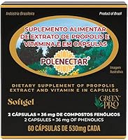 Vista 5 de 4 cajas de propóleo de abeja verde de Brasil Polenectar de 300 miligramos (60 cápsulas blandas)
