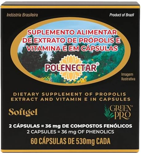 Miniatura 5 de 4 cajas de propóleo de abeja verde de Brasil Polenectar de 300 miligramos (60 cápsulas blandas)