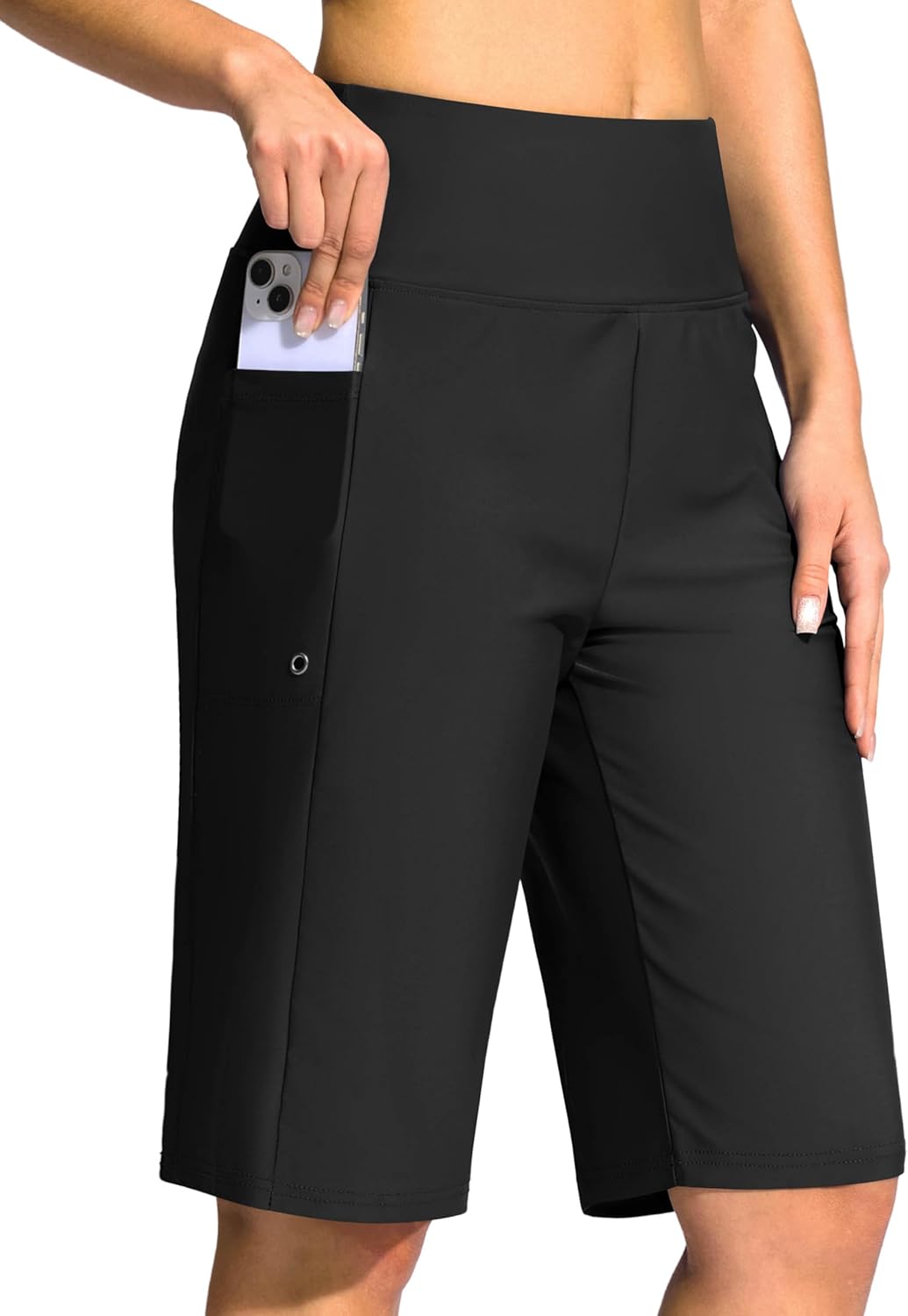 G GRADUAL Women's 11" Long Swim Board Shorts High Waisted Knee Length Beach Swimming Shorts for Women with Pockets Liner