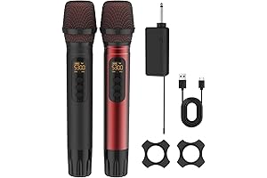 Wireless Microphones, Dual Handheld Cordless Metal Microphones System