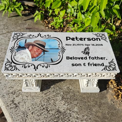 Personalized Human Memorial Stones, Memorial Bench Garden Stone, Headstones for Graves, Bench Memorial Plaques for Outdoors, Grave Markers for Cemetery for Humans or Pet, Commemorative Plaques (G)