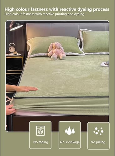 Miniatura 7 de Sábanas bajeras de terciopelo cálidas y gruesas de franela con bolsillo profundo de 9.84 pulgadas, tamaño pequeño, doble, queen, king súper king,