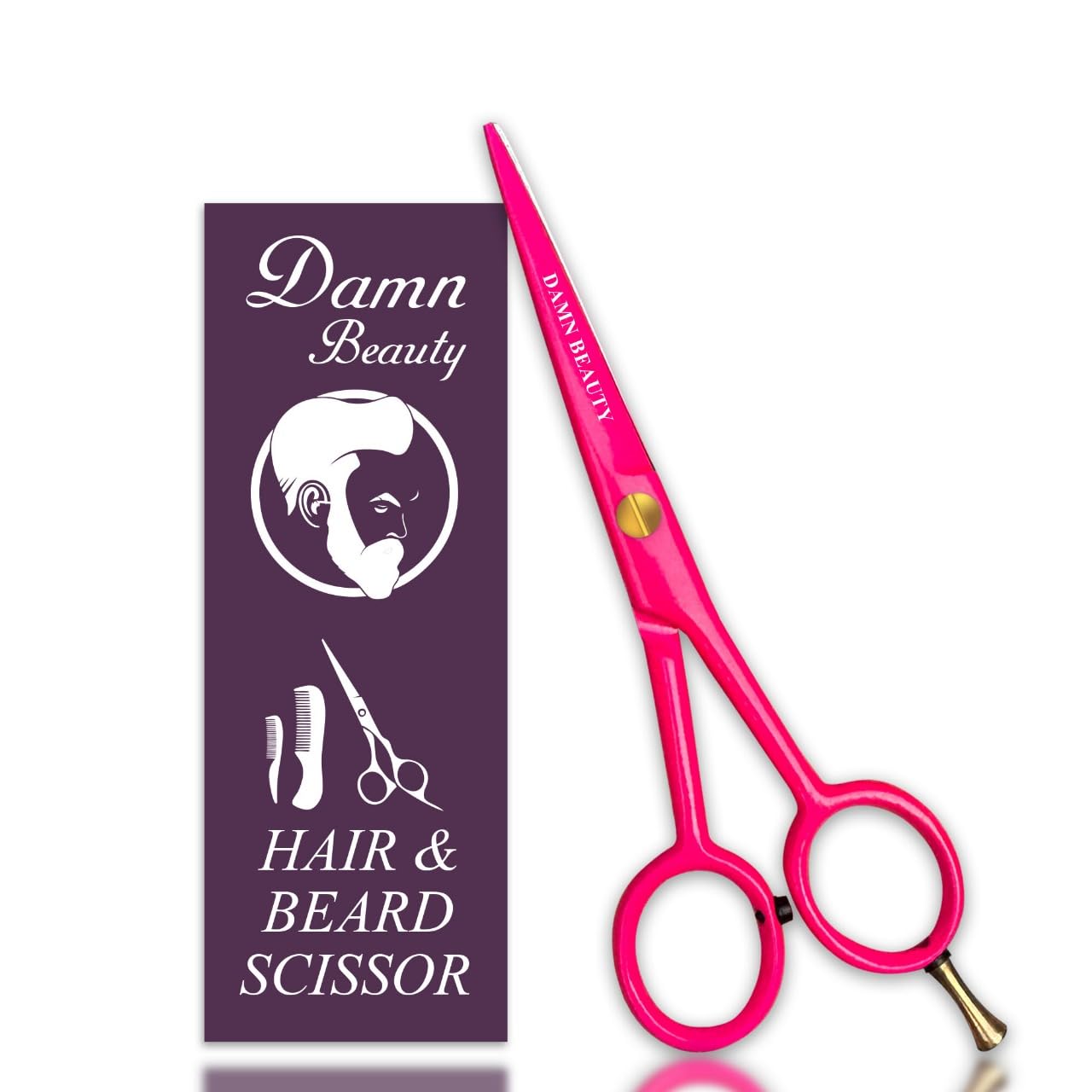 5.5"Professional Hair and Beard Scissor For Men & Women German Shears Use for Facial Hair, Trimming, Grooming, Cutting, and Styling of Beard (Pink)
