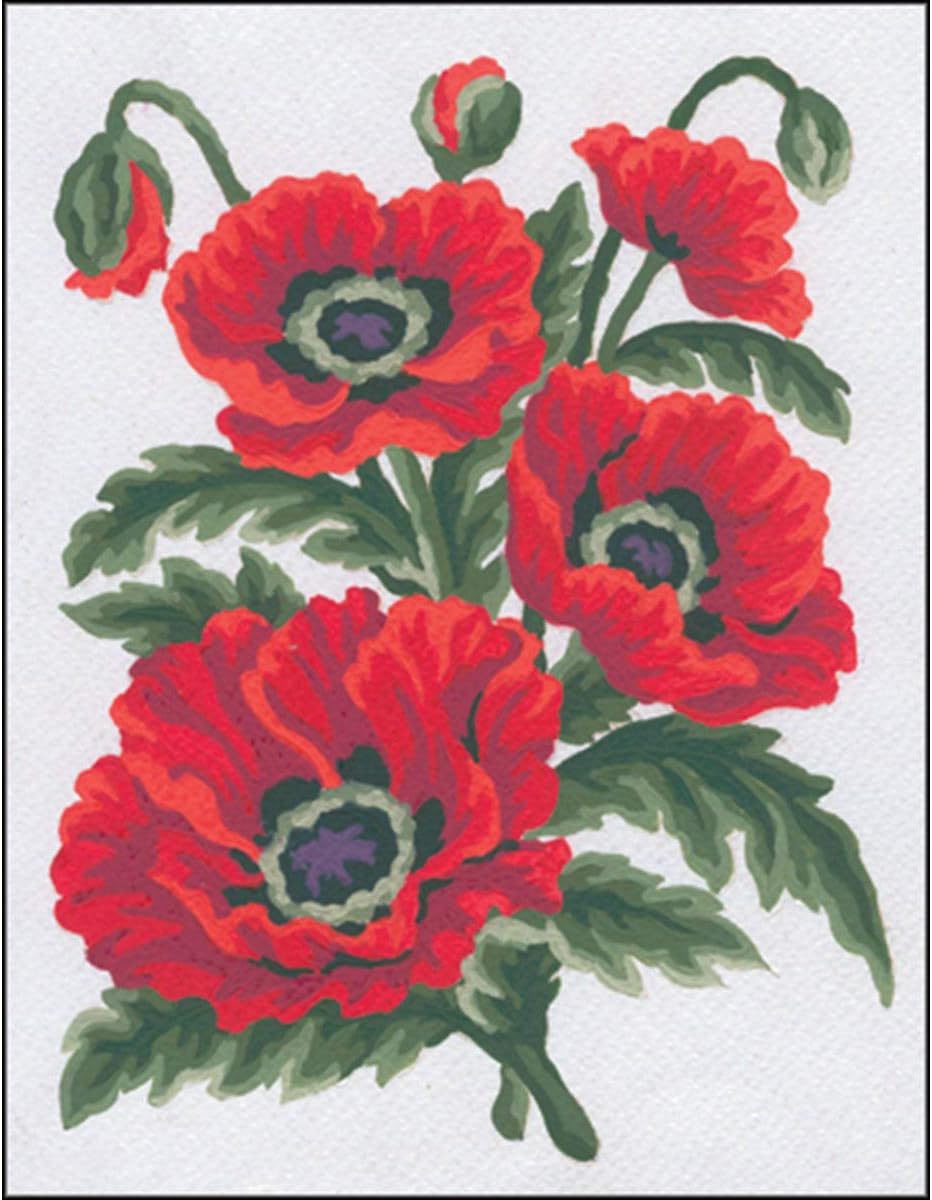 Collection D'Art Flowers Poppies Tapestry Kit, 100% Cotton, Multi-Colour, 20 x 25 x 0.1 cm, 20 x 25 x 0.100 cm
