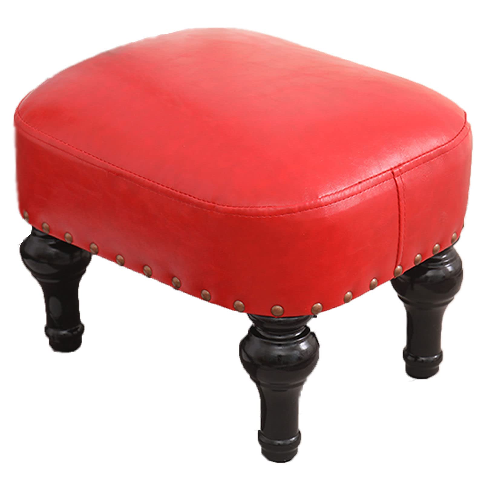 Ottoman rectangulaire en cuir rouge de prestige salon
