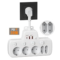 Ciabatta Multipresa con USB C Ricarica Rapida PD20W, Cavo Corto da 10 CM