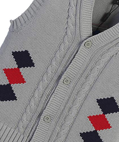 Gioberti Boy's 100% Cotton Diamond Knitted V-Neck, Sleeveless Vest, Gray, Size 8 #TOP1