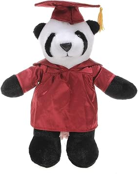 Plushland Panda Plush Stuffed Animal Toys Present Gifts for Graduation Day, Personalized Text, Name or Your School Logo on Gown, Best for Any Grad School Kids 12 InchesMaroon Cap and Gown