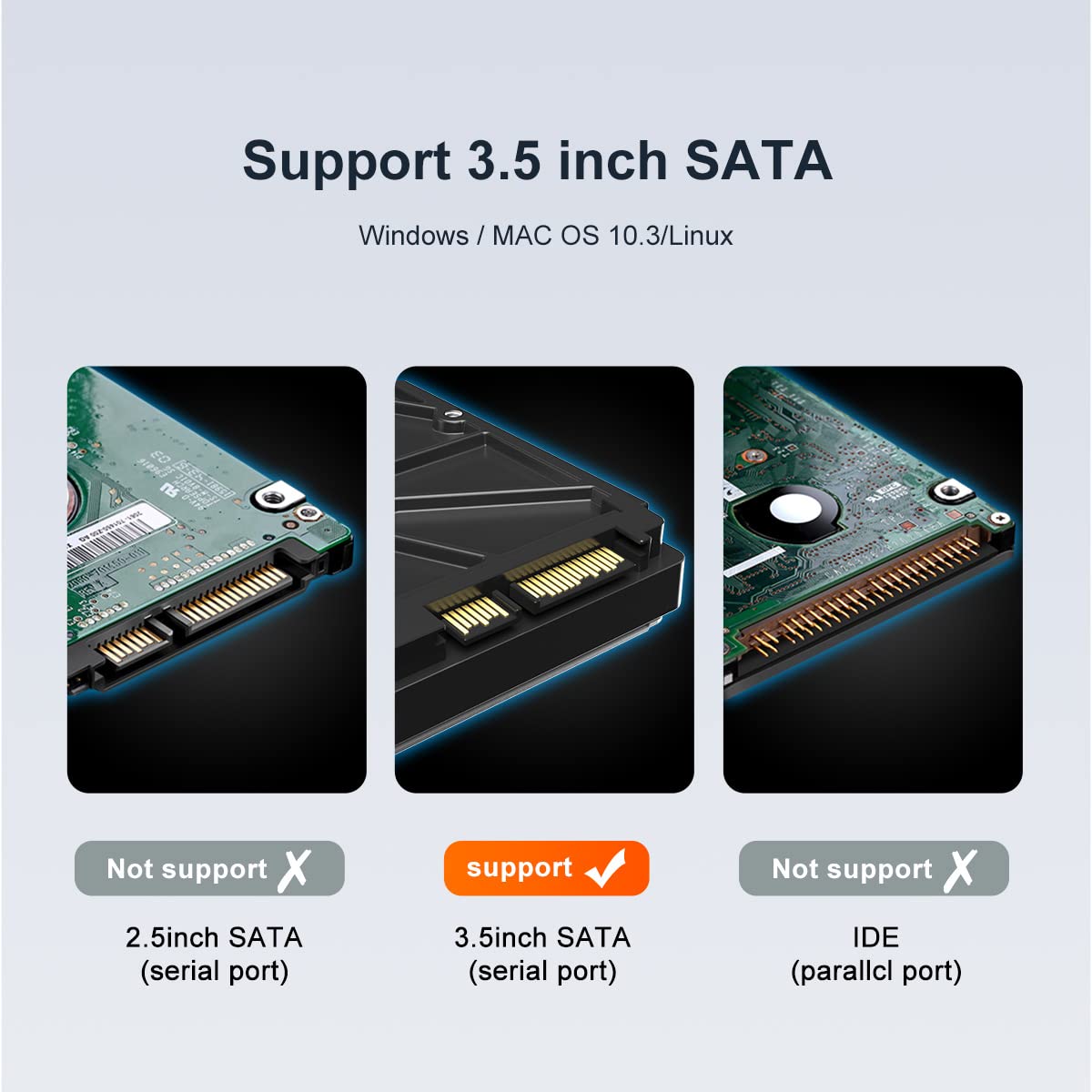 SATA 3.5 inch HDD RAID Enclosure, Dual Bay Hard Drive Docking