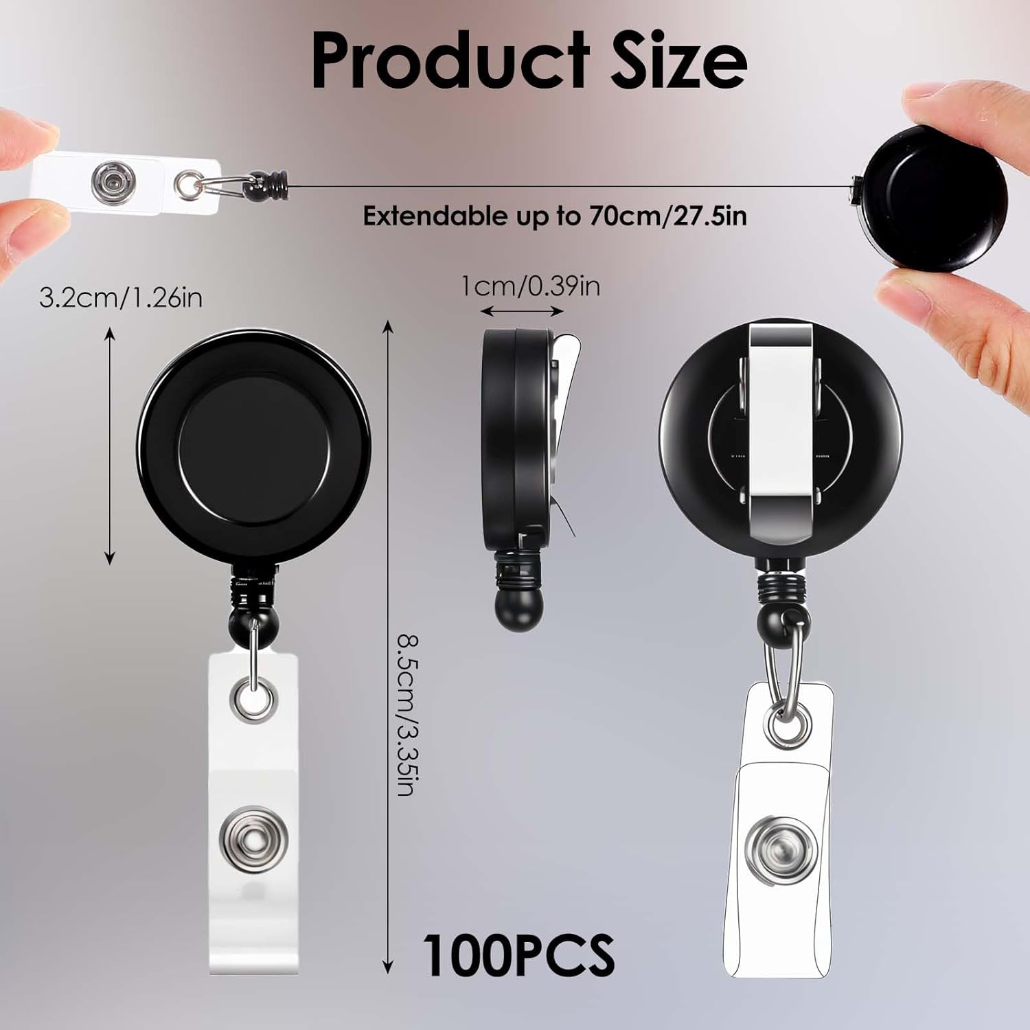 100 Pack Retractable Badge Reel Clip with 100 Pack Vertical ID Card Holders Bulk, Heavy Duty Retractable Badge Holders with Clip ID Badges Holder Name Card Holder for Nurses Office School Worker