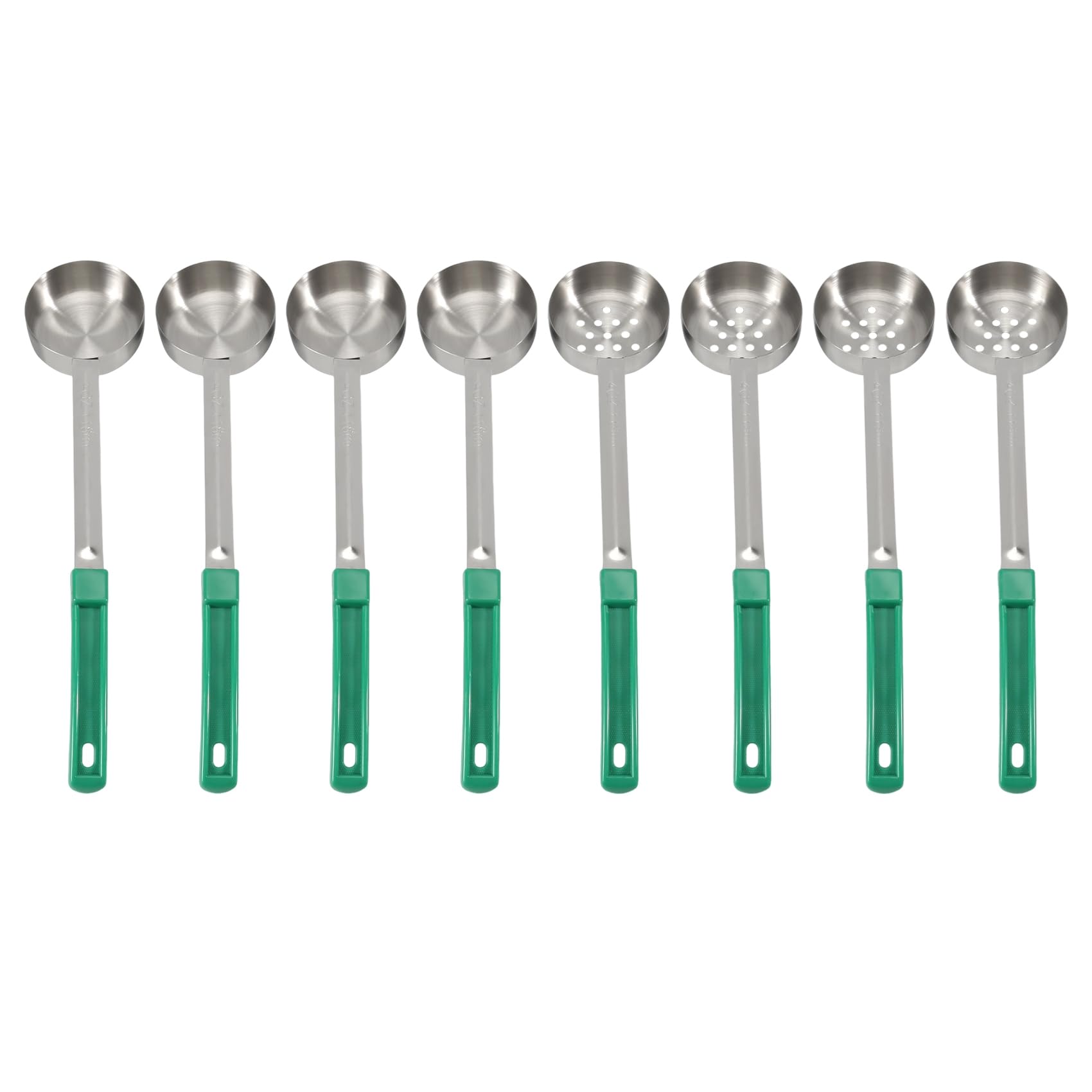 CTRLZS Solid and Slotted Stainless Steel for Food 8Pcs Portion Control Serving Spoons Scoops Cups Ladle Spoon, 4 Oz