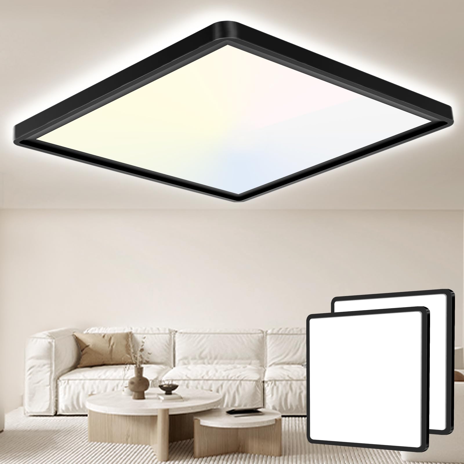 COMELY LED-Deckenleuchte, 30 W, 2700 Lm, Moderne Quadratische LED-Deckenleuchte, Deckenlampe Für