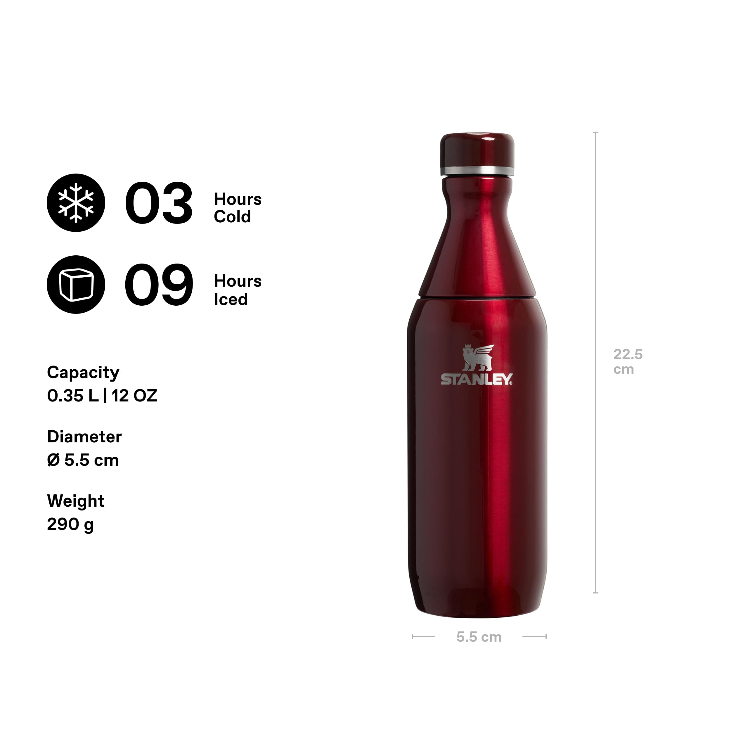 Stanley 1913 All Day Slim Borraccia Termica 0.35L - Garnet Shine