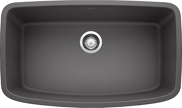 BLANCO 441611 Valea Silgranit Super Single Undermount Kitchen Sink, 32", Cinder