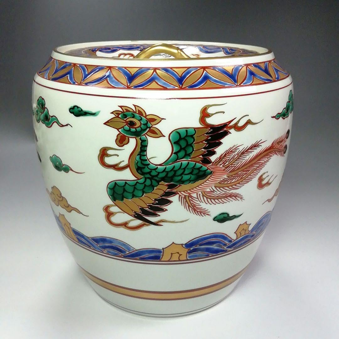 S302 皆具 『赤絵鳳凰文台子』『平安祥堂』 共箱 茶道具 赤絵金襴手