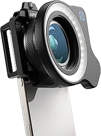 APEXEL Lente macro 10-20X para telefones iPhone e Android | Kit de lentes de fotografia HD com clipe universal e luz de preenchimento de 45 modos | Capture close-ups de natureza morta, insetos