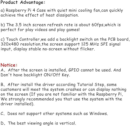 Miniatura 6 de for Raspberry Pi 4 TFT 3.5 inch Touch Screen with Case, Mini Cooling Fan and Heatsink, 480x320 Resolution 60fps Monitor LCD Display