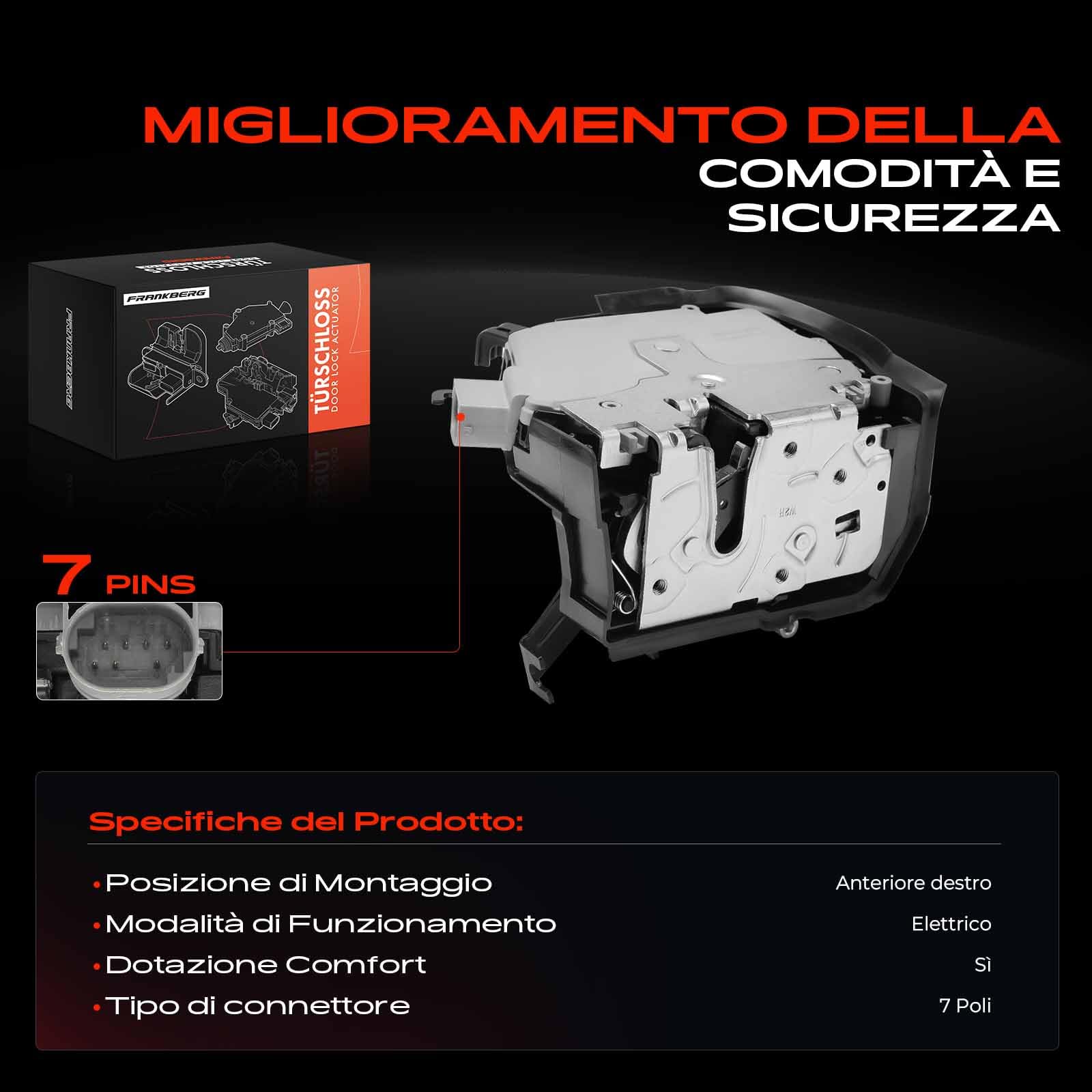Frankberg Serratura porta serratura auto Anteriore destro Compatibile con Serie 3 Cabriolet E46 Serie 3 Coupé E46 Replace# DLA1459