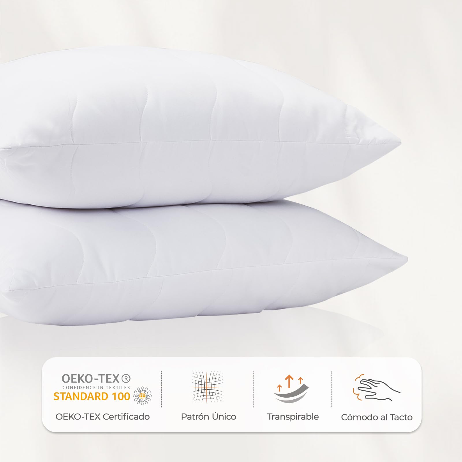 Sweetnight 2PCs Almohadas de Fibra 40x40cm de Dormir, Cojín para Cama con Relleno de Fibra Confort y Transpirable, Suave al Tacto, Ajusta la Altura con Cremallera Lateral, Lavable a la Máquina