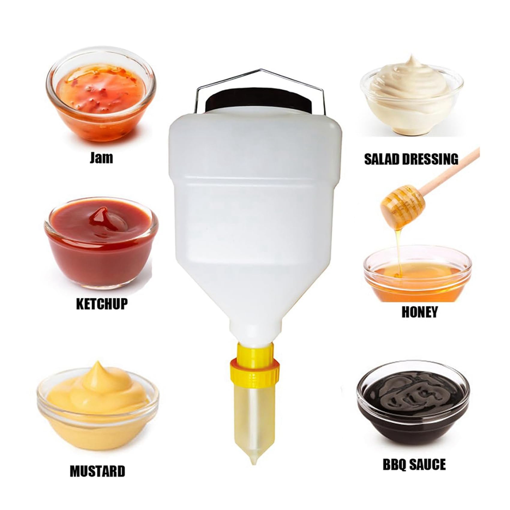 2X Bottiglia per Condimento per Insalata, Dispenser per Salsa Appeso, Bottiglia per Salsa di Grande Diametro, Utensili da Cucina