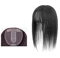 Vista 8 de LXUE Parte superior de cabello humano con base de seda natural para mujeres con cabello gris y delgado, parte superior de base de 5 x 5.5 pulgadas