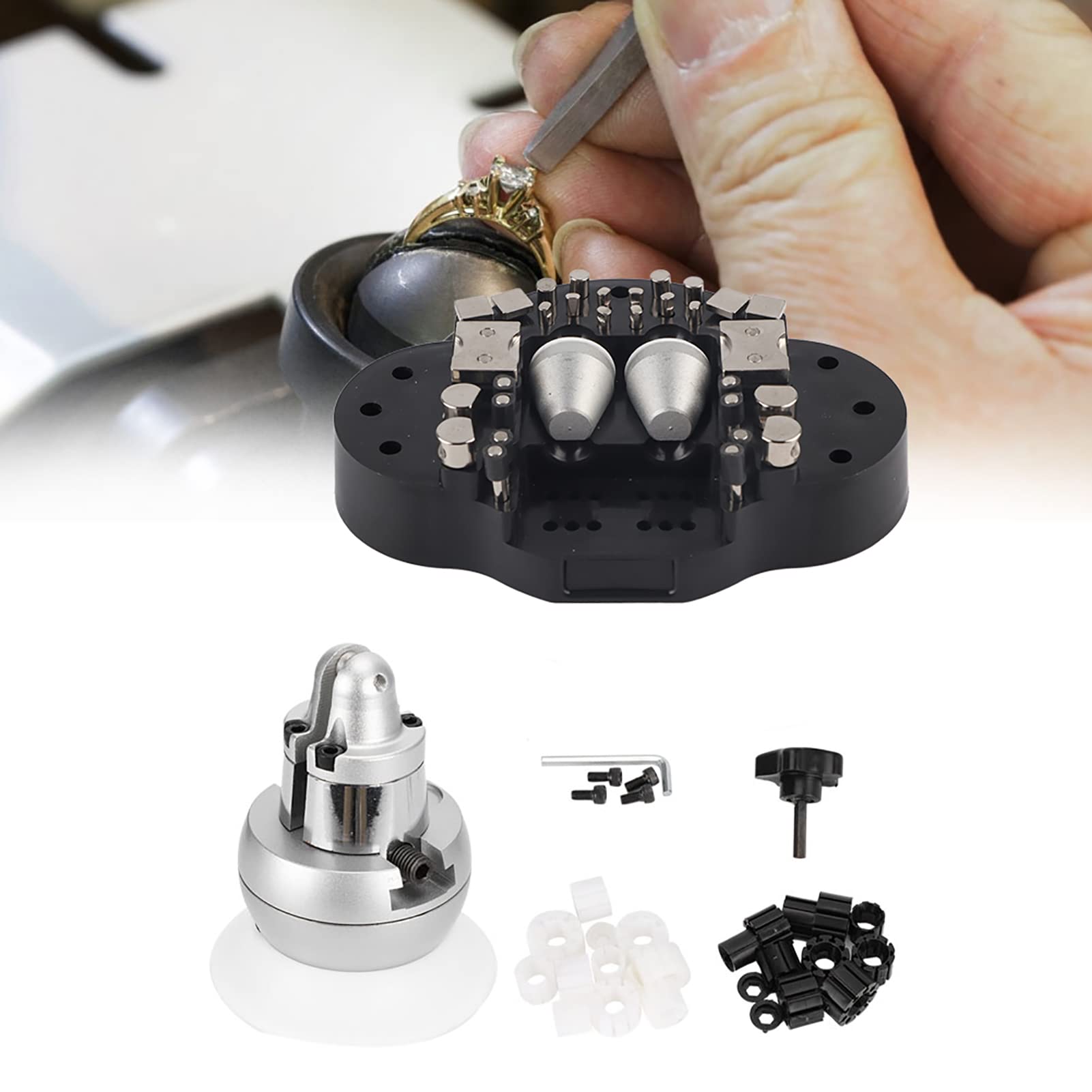 Tornillo de Banco de Bolas, 5» Herramienta de Grabado, Rotación 360° Tenaza para Bloques de Grabado, 69 PCS Adjunto Joyería Grabado Bloque Herramientas Bloque Estándar