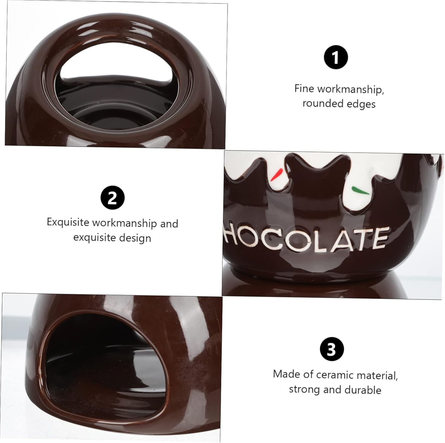 PRETYZOOM 1set Ceramic Cheese Fondue Pot Detachable Melting Bowl for Cheese and Ice for Breakfast Parties and Entertaining